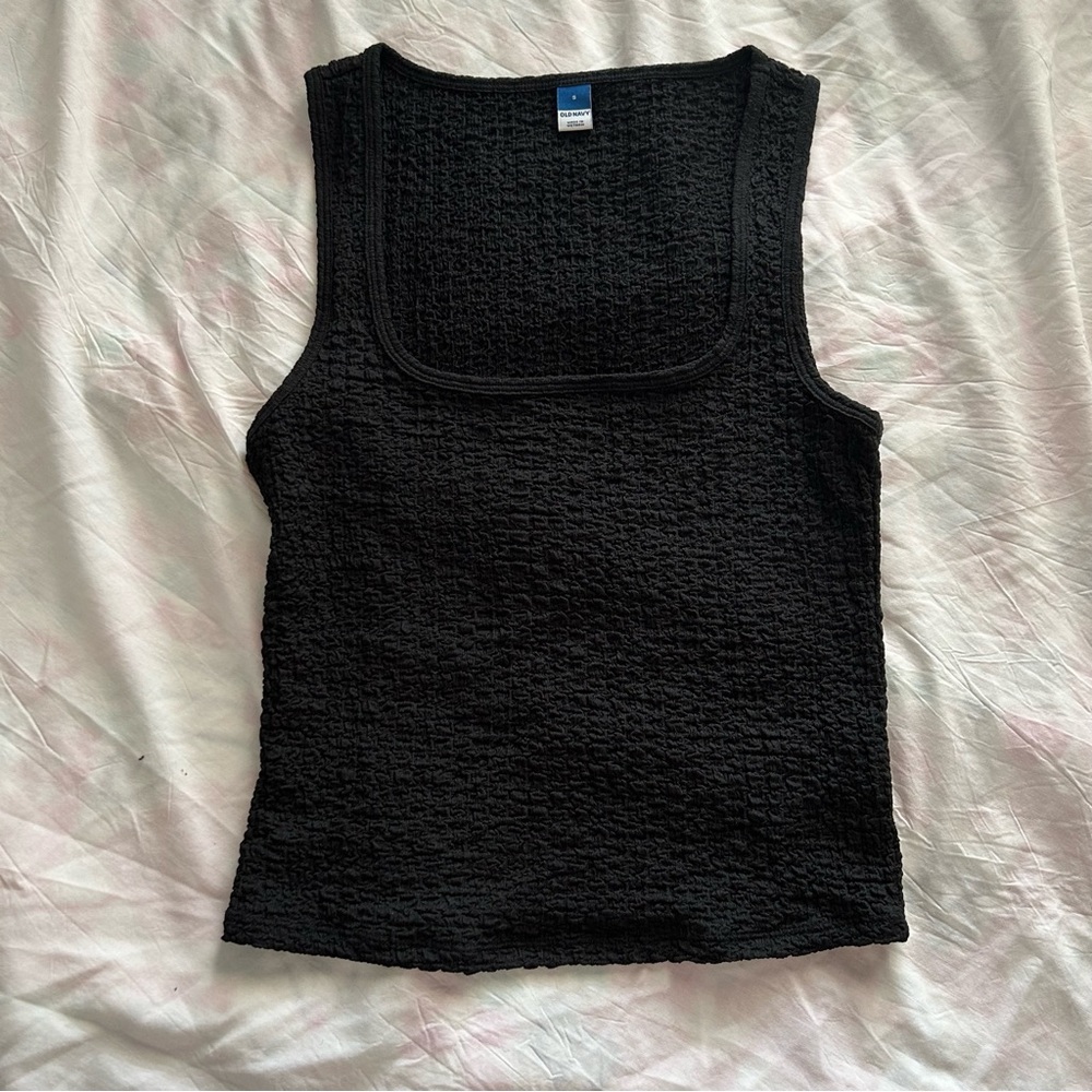Square-Neck Textured Tank Top